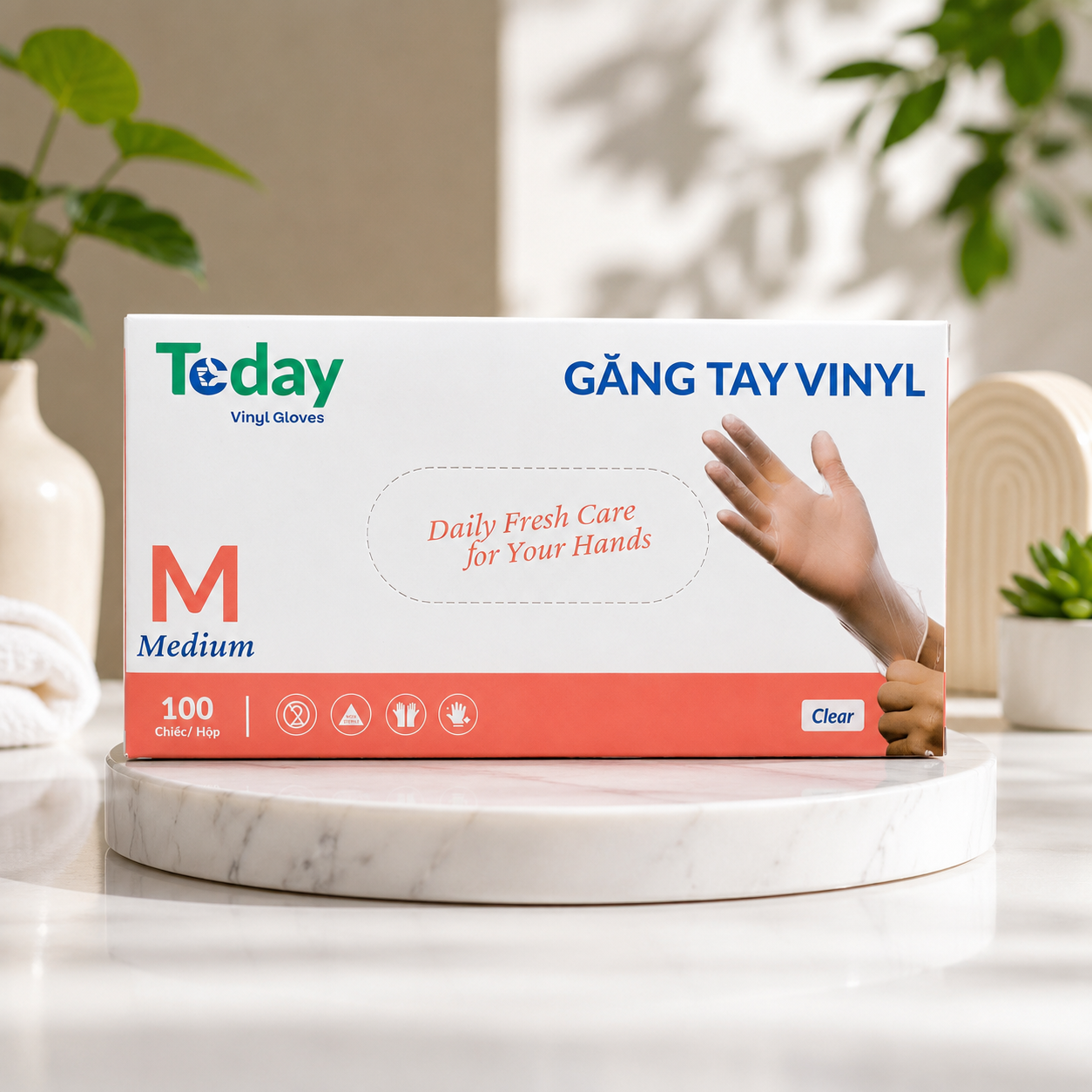 Găng Tay Vinyl TODAY Dùng Cho Chế Biến Thực Phẩm, Spa, Salon - Hộp 100 Chiếc Không Bột Trong Suốt